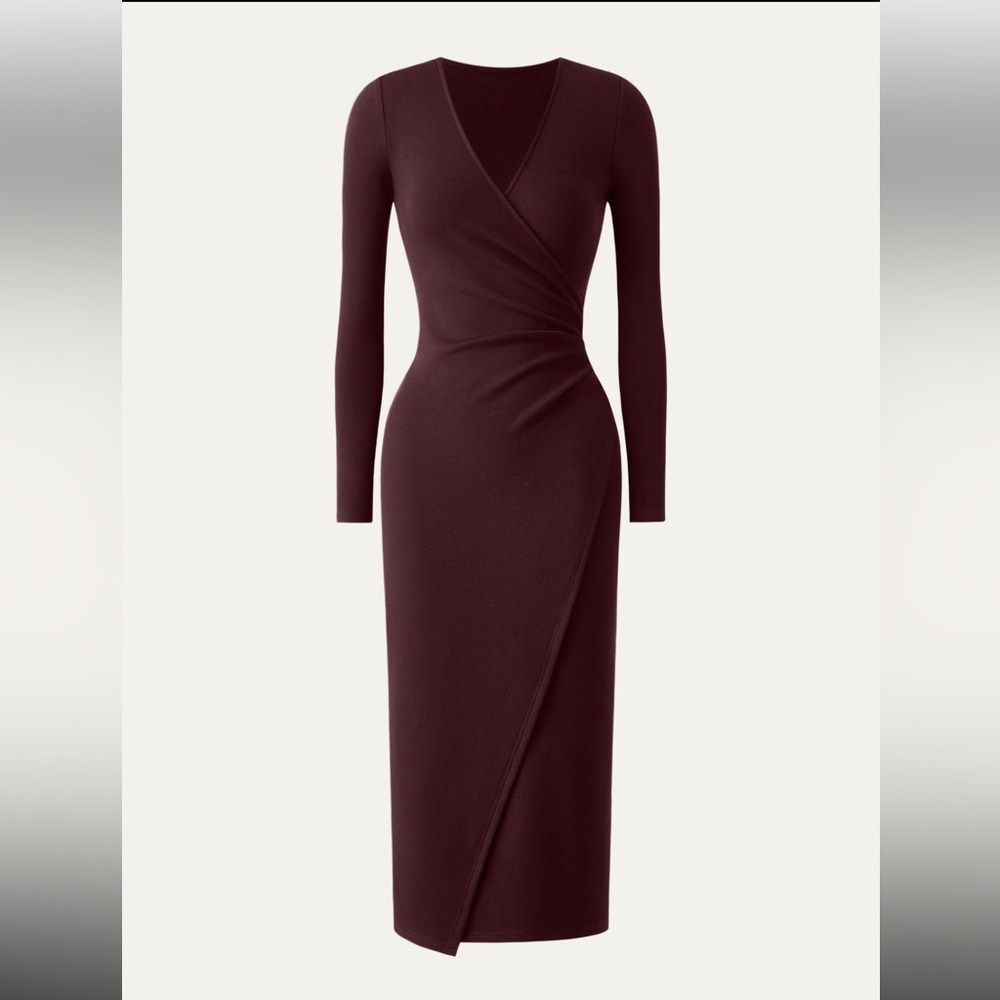 NWT $75 OGL Surplice Wrap Long Sleeve Dress XS